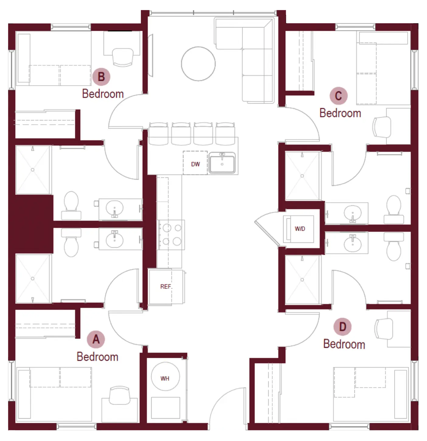 4x4 Townhome Floor 2-3