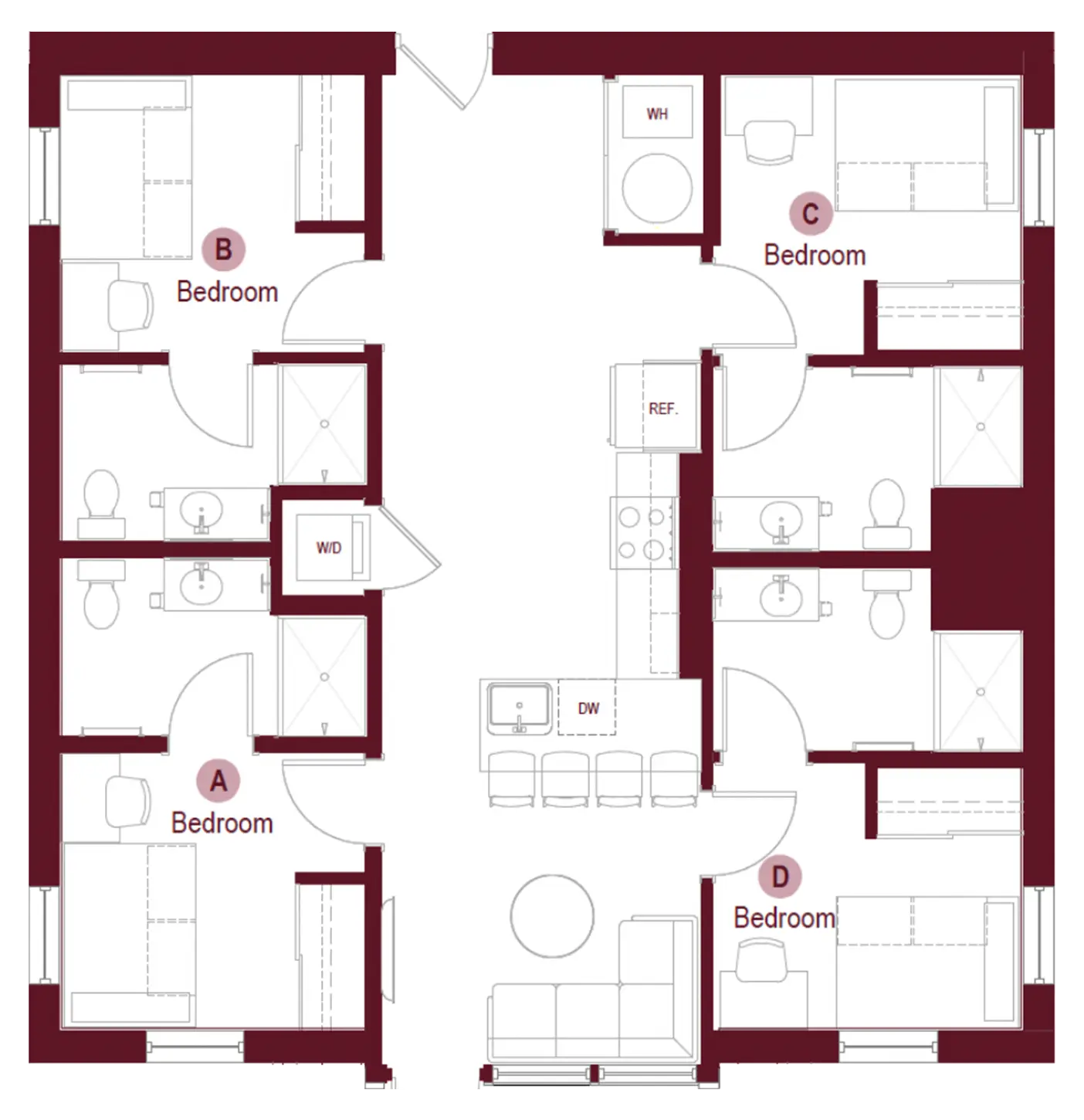 4x4 Townhome Floor 1
