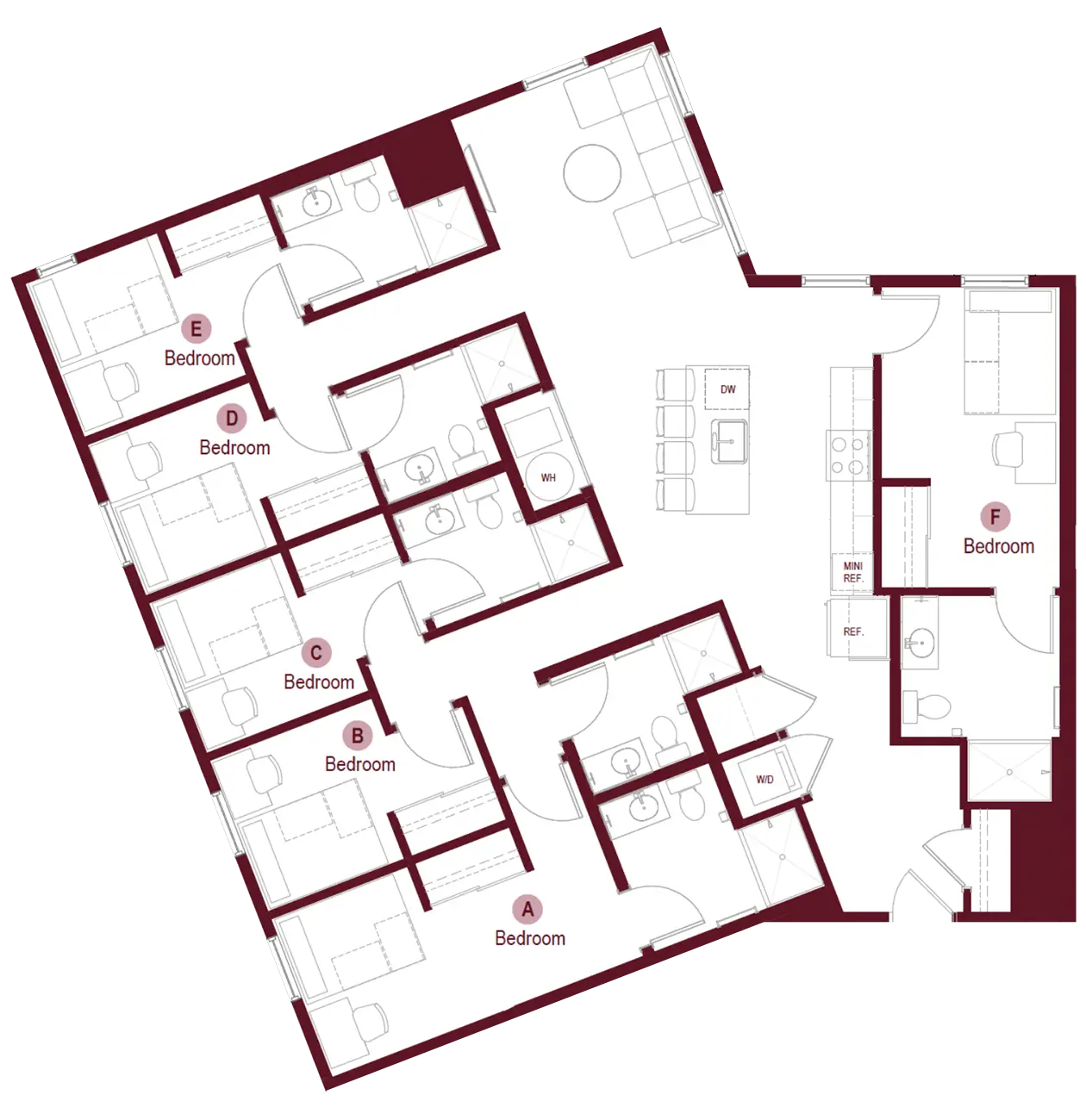6x6 C floor plan