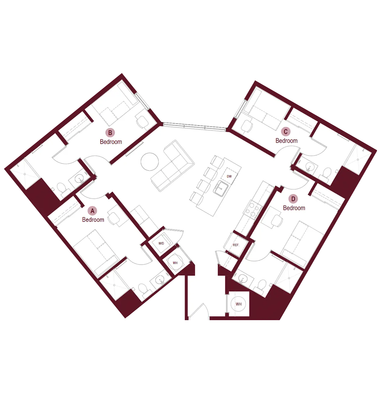 4x4 B floor plan