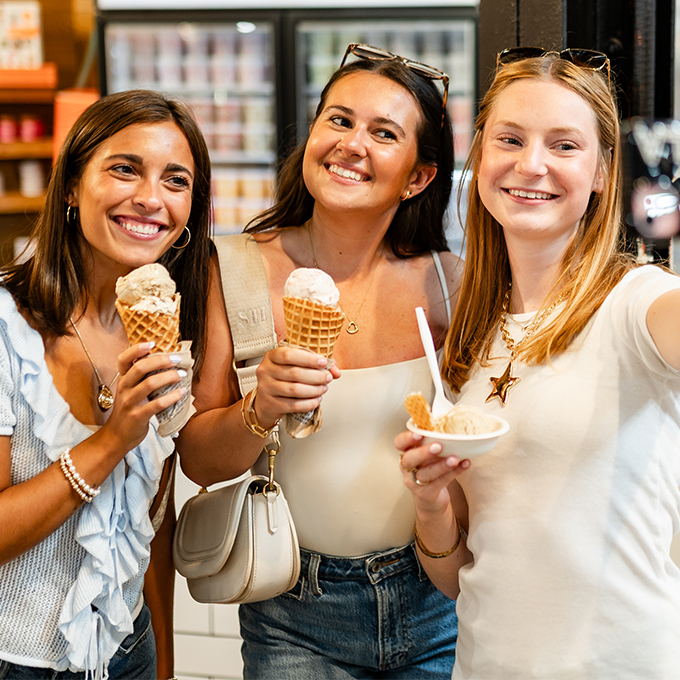group of young women enjoying ice cream